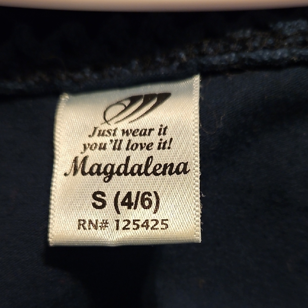 Magdalena Women’s Top Size S 4/6 Dark Blue Crochet Lace Trim Neckline Y2K Boho - Picture 8 of 9